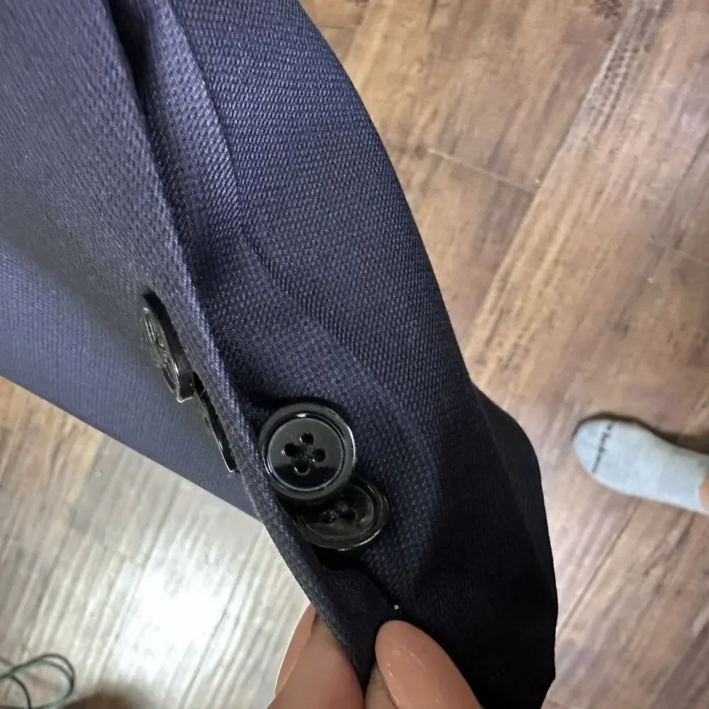 Massimo Dutti Men 46R Sportcoat Super 130s Wool Tonal deep blue